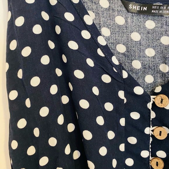 Navy Polka Dot Dress - Picture 4 of 7